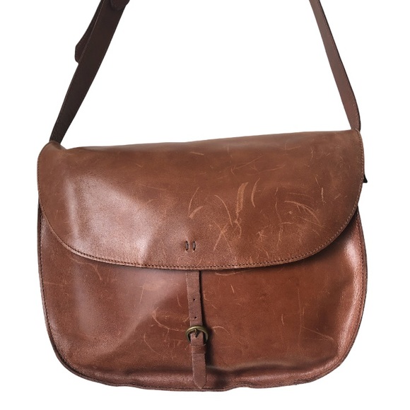 J. Crew Handbags - Vintage Jcrew Saddle Crossbody Brown Leather Bag